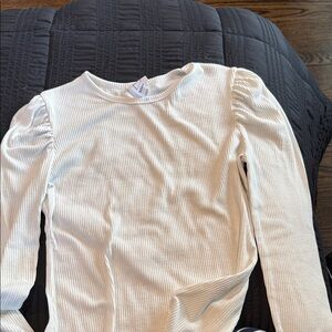 Bliss White Ribbed Long Sleeve Blouse